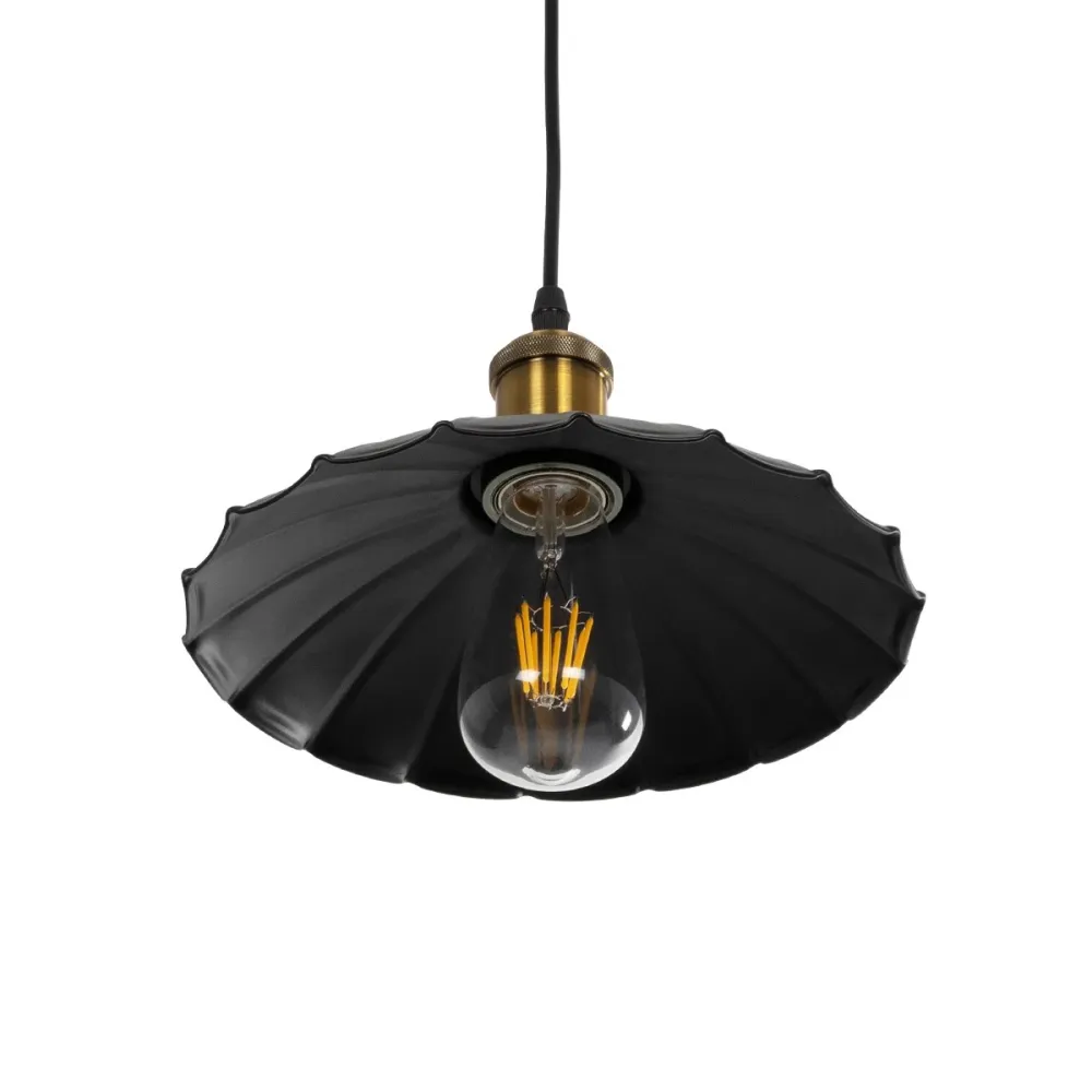 GLOBOSTAR® MARGI 999-0229 Vintage Κρεμαστό Φωτιστικό Οροφής με Ντουί 1 x E27 AC 220-240V IP20 - Μαύρο & Χρυσό - Μ26 x Π26 x Υ14cm