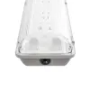 GLOBOSTAR® VIGAS 999-0250 Γραμμικό Βιομηχανικό Φωτιστικό Σκαφάκι Tri-Proof με Μεταλλικά Clips για 2 x Λάμπες T8 G13 90cm Τύπου Φθορίου LED Τροφοδοσίας Ενός Άκρου 120° AC 220-240V Αδιάβροχο IP65 - Γκρι με Διάφανο Κάλυμμα Πλαστικό PC - Μ100 x Π15 x Υ10cm