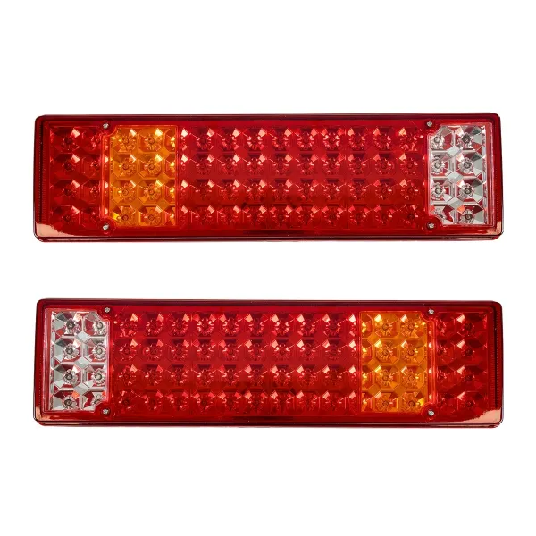 GLOBOSTAR® TAILIGHT 999-0256 Πίσω Φανάρι Οχημάτων LED 9W 360lm 180° DC 24V Αδιάβροχο IP66 Πορτοκαλί & Κόκκινο & Ψυχρό Λευκό 6000K - Πακέτο 2 Τεμαχίων - Μ46 x Π13 x Υ7cm - 1 Χρόνο Εγγύηση