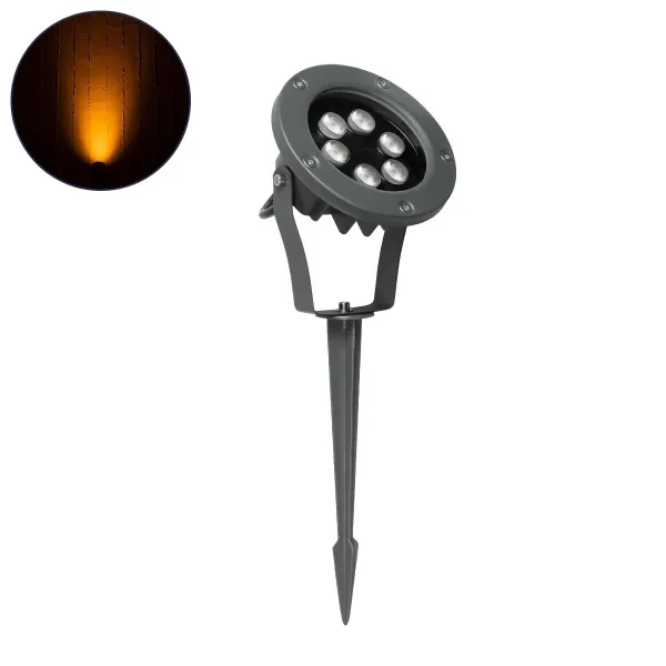 GLOBOSTAR® TREETZINA 999-0267 Φωτιστικό Σποτ για Φυτά - Δέντρα με Βάση Κήπου / Καρφωτό LED 6W 510lm 10° DC 24V Αδιάβροχο IP65 Ultra Θερμό Λευκό 2200K Dimmable - Bridgelux SMD Chip - Γκρι Ανθρακί - Μ12 x Π6 x Υ5cm - 3 Χρόνια Εγγύηση