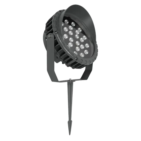 GLOBOSTAR® TREEVINA 999-0268 Φωτιστικό Σποτ με Αντιθαμβωτική Γρίλια για Φυτά - Δέντρα με Βάση Κήπου / Καρφωτό LED 24W 2040lm 10° DC 24V Αδιάβροχο IP65 Ultra Θερμό Λευκό 2200K Dimmable - Bridgelux SMD Chip - Γκρι Ανθρακί - Μ24.5 x Π14 x Υ27cm - 3 Χρόνια Εγ