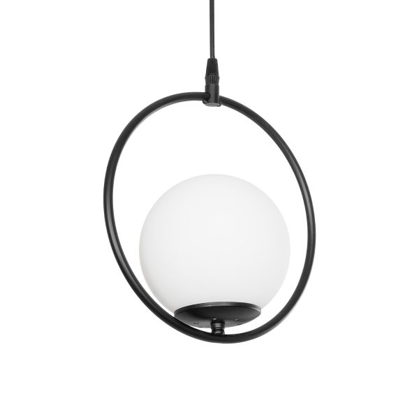 GLOBOSTAR® CIRCLE 201-0075 Vintage Κρεμαστό Φωτιστικό Οροφής με Ντουί 1 x E27 AC 220-240V IP20 - Μαύρο & Λευκό - Μ26 x Π26 x Υ29cm