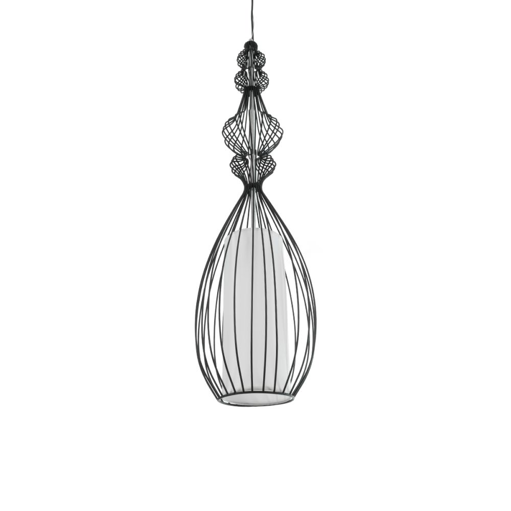 GLOBOSTAR® LILY 01561 Vintage Κρεμαστό Φωτιστικό Οροφής με Ντουί 1 x E27 AC 220-240V IP20 - Μαύρο & Λευκό - Μ20 x Π20 x Υ90cm