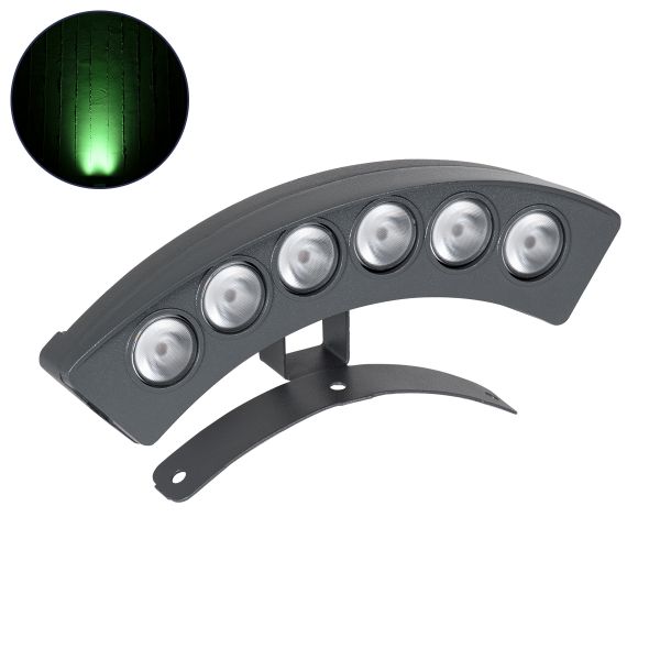 GLOBOSTAR® TREEPLANTE 90458 Κυρτή Μπάρα Φωτισμού Wall Washer για Φυτά - Δέντρα LED 6W 510lm 15° DC 24V Αδιάβροχο IP67 Πράσινο Dimmable - Bridgelux SMD Chip - Γκρι Ανθρακί - Μ17.5 x Π4.5 x Υ8cm - 3 Χρόνια Εγγύηση