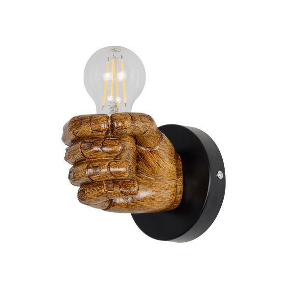 GloboStar® FIST 01138 Μοντέρνο Επιτοίχιο Φωτιστικό Απλίκα Μονόφωτο 1 x E27 IP20 Καφέ Γύψο - Μ15 x Π12 x Υ12cm