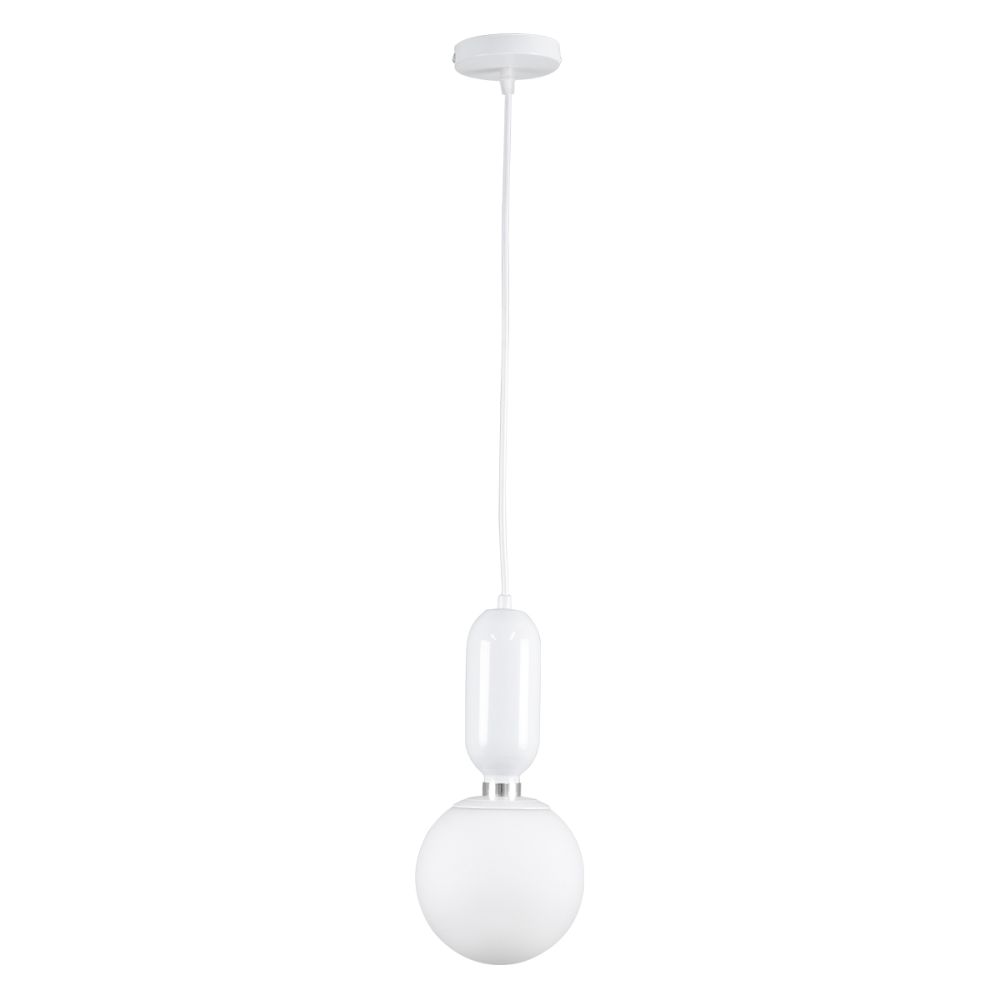 GLOBOSTAR® MAVERICK 00944 Μοντέρνο Κρεμαστό Φωτιστικό Οροφής με Ντουί 1 x E27 AC 220-240V IP20 - Λευκό - Μ15 x Π15 x Υ33cm