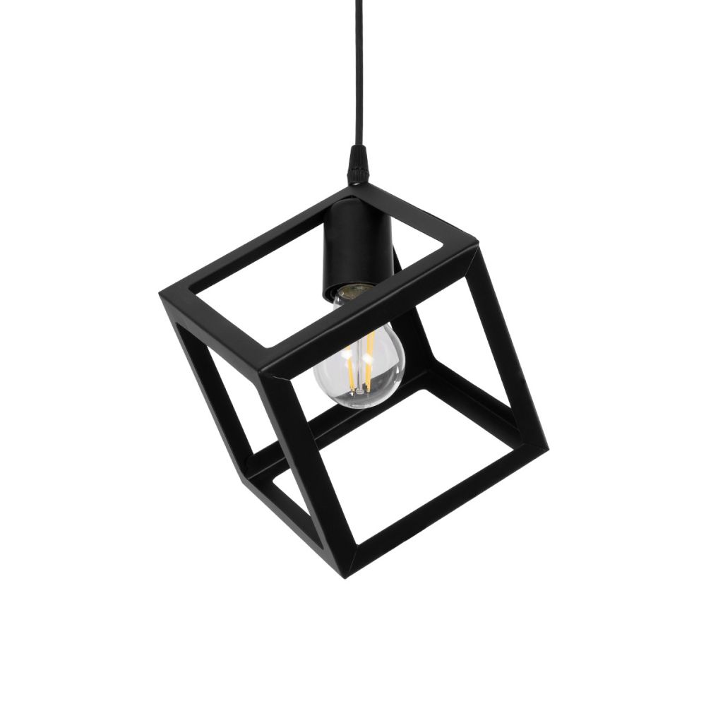 GLOBOSTAR® DISE 201-0049 Μοντέρνο Κρεμαστό Φωτιστικό Οροφής με Ντουί 1 x E27 AC 220-240V IP20 - Μαύρο - Μ28 x Π28 x Υ29cm