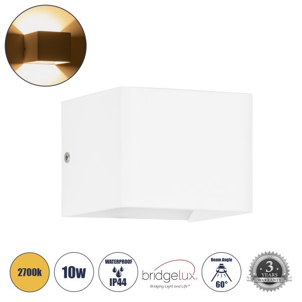 GLOBOSTAR® CIRCOA 60533 Μοντέρνο Φωτιστικό Τοίχου - Απλίκα LED 10W 1000lm 60° AC 220-240V Αδιάβροχο IP44 Θερμό Λευκό 2700K - Bridgelux COB Chip & TÜV SÜD Driver - Λευκό Ματ - Μ10 x Π8 x Υ10cm - 5 Χρόνια Εγγύηση
