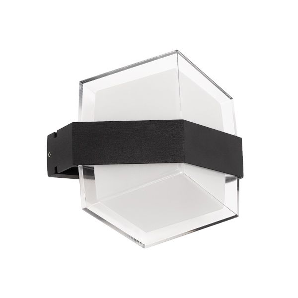 GLOBOSTAR® EMPIRE 60781 Μοντέρνο Φωτιστικό Τοίχου - Απλίκα LED 12W 1200lm 120° AC 220-240V Αδιάβροχο IP65 Θερμό Λευκό 2700K - Bridgelux SMD Chip & TÜV SÜD Driver - Μαύρο Ματ - Μ18.5 x Π10 x Υ17.5cm - 3 Χρόνια Εγγύηση