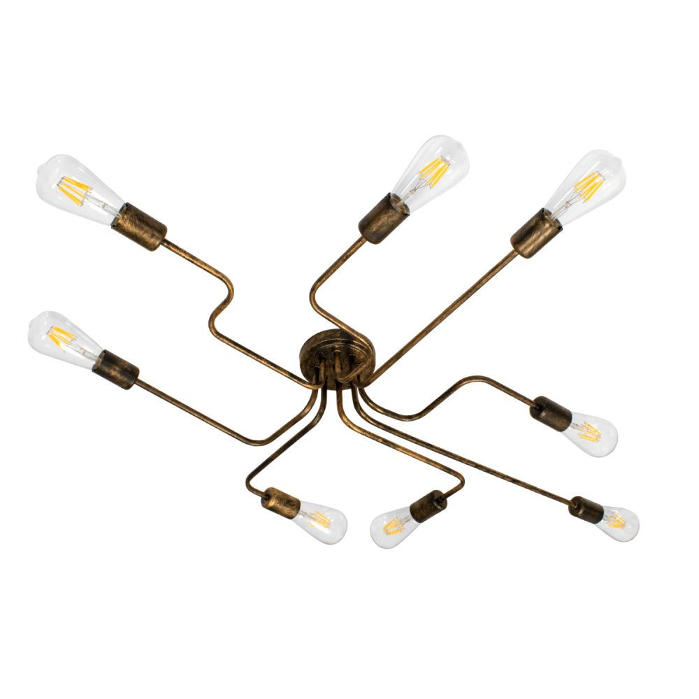 GLOBOSTAR® LIBERTA 00841 Μοντέρνο Φωτιστικό Οροφής με Ντουί 8 x E27 AC 220-240V IP20 - Μπρούτζινο - Μ102 x Π72 x Υ10.5cm