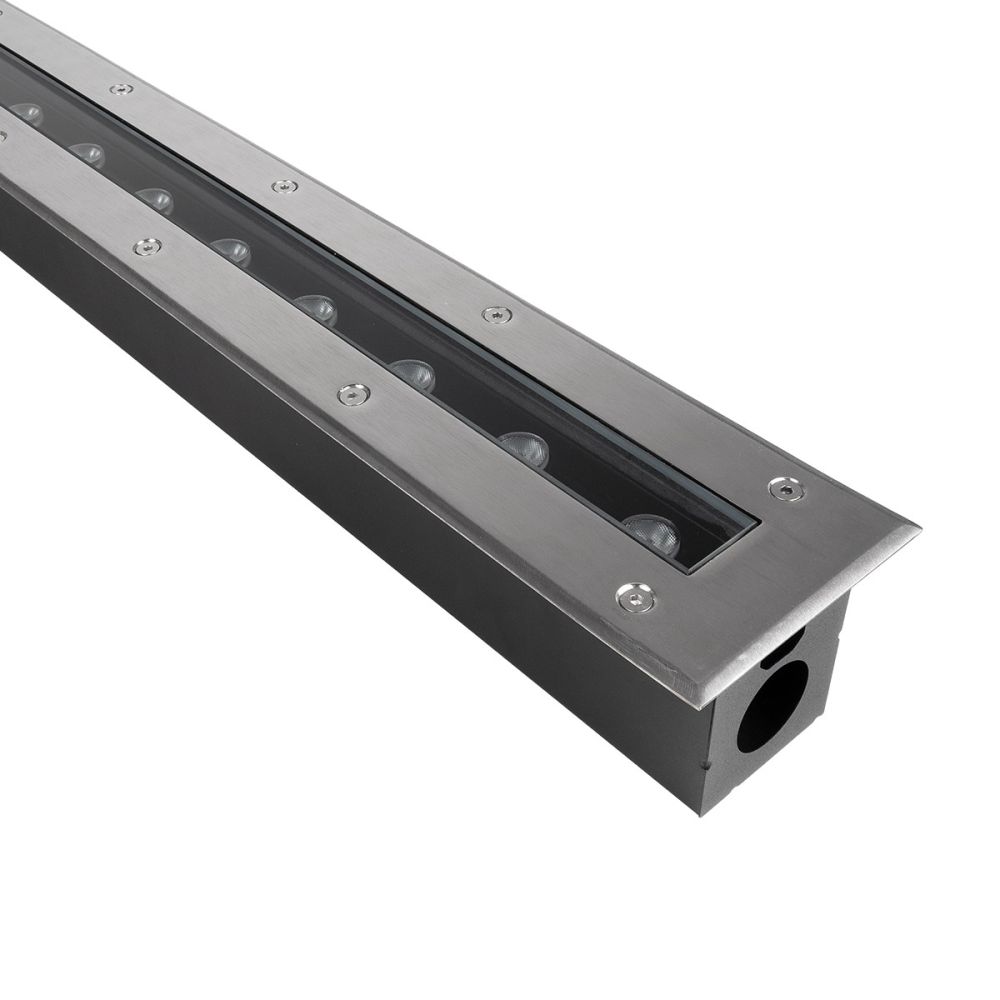 GLOBOSTAR® UNDERGROUND-REMVI 90194-Y Χωνευτή Μπάρα Φωτισμού Wall Washer LED 18W 1890lm 10° DC 24V Αδιάβροχο IP68 Ultra Θερμό Λευκό 2200K Dimmable - Bridgelux SMD Chip - Ανοξείδωτο Ατσάλι SS316 - Μ100 x Π9 x Υ7.2cm / Q98.2 x 7.6cm - 3 Χρόνια Εγγύηση