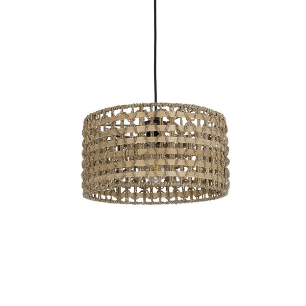 GLOBOSTAR® POMEGRANDE 204-0158 Boho Κρεμαστό Φωτιστικό Οροφής με Ντουί 1 x E27 AC 220-240V IP20 - Μπεζ & Καφέ - Μ30 x Π30 x Υ18cm