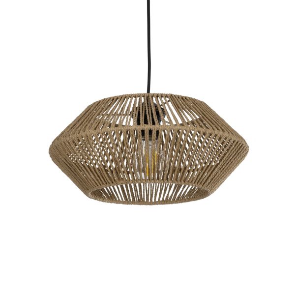 GLOBOSTAR® CASTRO 204-0164 Boho Κρεμαστό Φωτιστικό Οροφής με Ντουί 1 x E27 AC 220-240V IP20 - Μπεζ - Μ33 x Π33 x Υ17cm