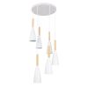 GLOBOSTAR® DILLON 00629 Μοντέρνο Κρεμαστό Φωτιστικό Οροφής με Ντουί 6 x E27 AC 220-240V IP20 - Λευκό & Μπεζ - Μ52 x Π52 x Y130cm
