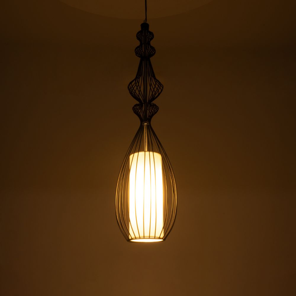 GLOBOSTAR® LILY 01561 Vintage Κρεμαστό Φωτιστικό Οροφής με Ντουί 1 x E27 AC 220-240V IP20 - Μαύρο & Λευκό - Μ20 x Π20 x Υ90cm
