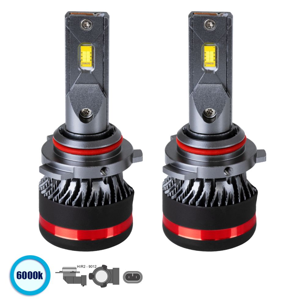 GLOBOSTAR® LEDKITM8PRO 82091 Λάμπα HIR2 9012 CANbus LED 60W/120W 6000lm/12000lm 360° DC 12-24V Αδιάβροχο IP65 Ψυχρό Λευκό 6000K - CREE COB Chip - Μ3.1 x Π3.1 x Υ7.5cm - Πακέτο 2 Τεμαχίων - 2 Χρόνια Εγγύηση