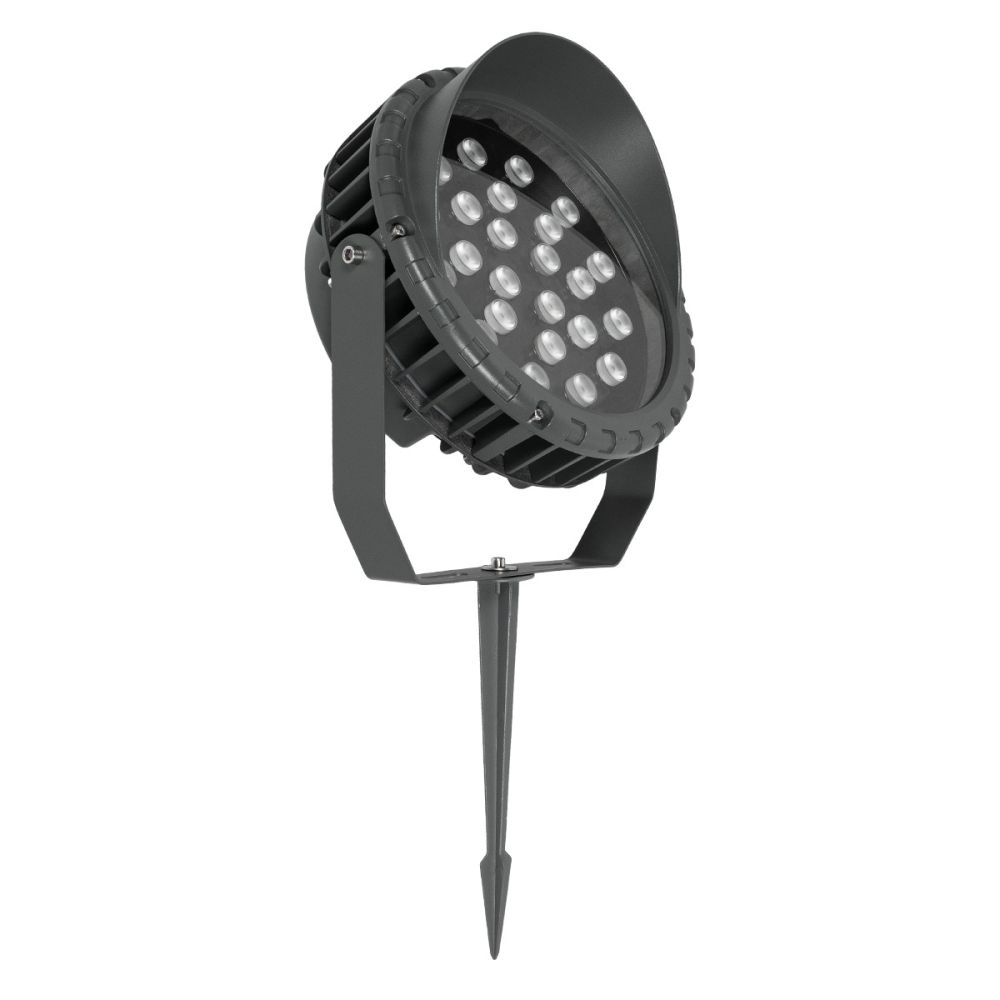 GLOBOSTAR® TREEVINA 90359 Φωτιστικό Σποτ με Αντιθαμβωτική Γρίλια για Φυτά - Δέντρα με Βάση Κήπου / Καρφωτό LED 24W 2040lm 10° DC 24V Αδιάβροχο IP65 Ultra Θερμό Λευκό 2200K Dimmable - Bridgelux SMD Chip - Γκρι Ανθρακί - Μ21.5 x Π18.3 x Υ14cm - 3 Χρόνια Εγγ