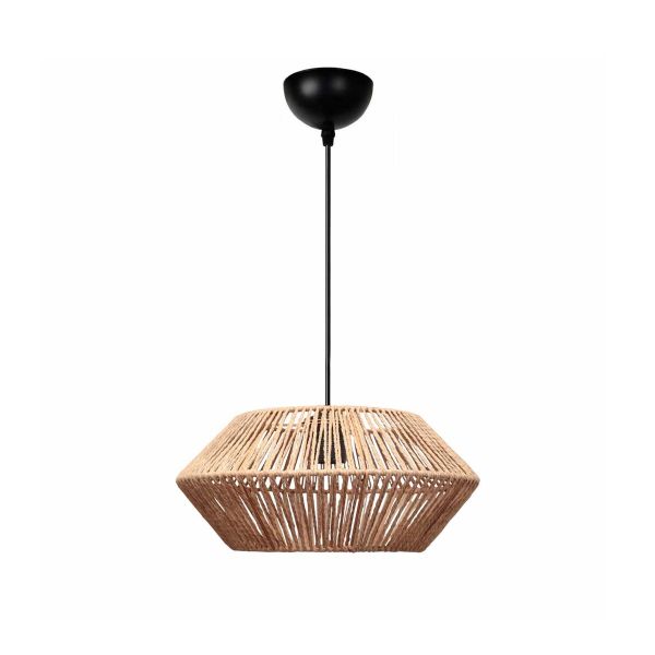 GLOBOSTAR® CASTRO 204-0164 Boho Κρεμαστό Φωτιστικό Οροφής με Ντουί 1 x E27 AC 220-240V IP20 - Μπεζ - Μ32 x Π32 x Υ13cm