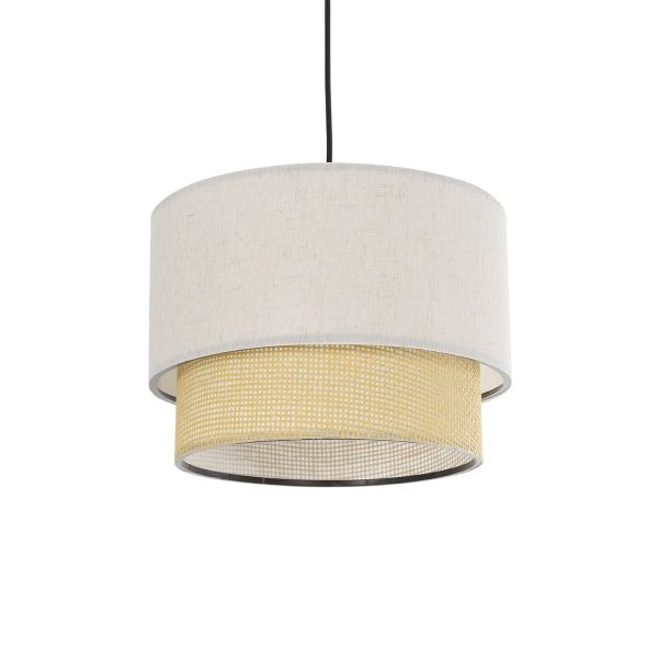 GLOBOSTAR® BIGGIE 204-0099 Μοντέρνο Κρεμαστό Φωτιστικό Οροφής με Ντουί 1 x E27 AC 220-240V IP20 - Μπεζ - Μ30 x Π30 x Υ23,5cm