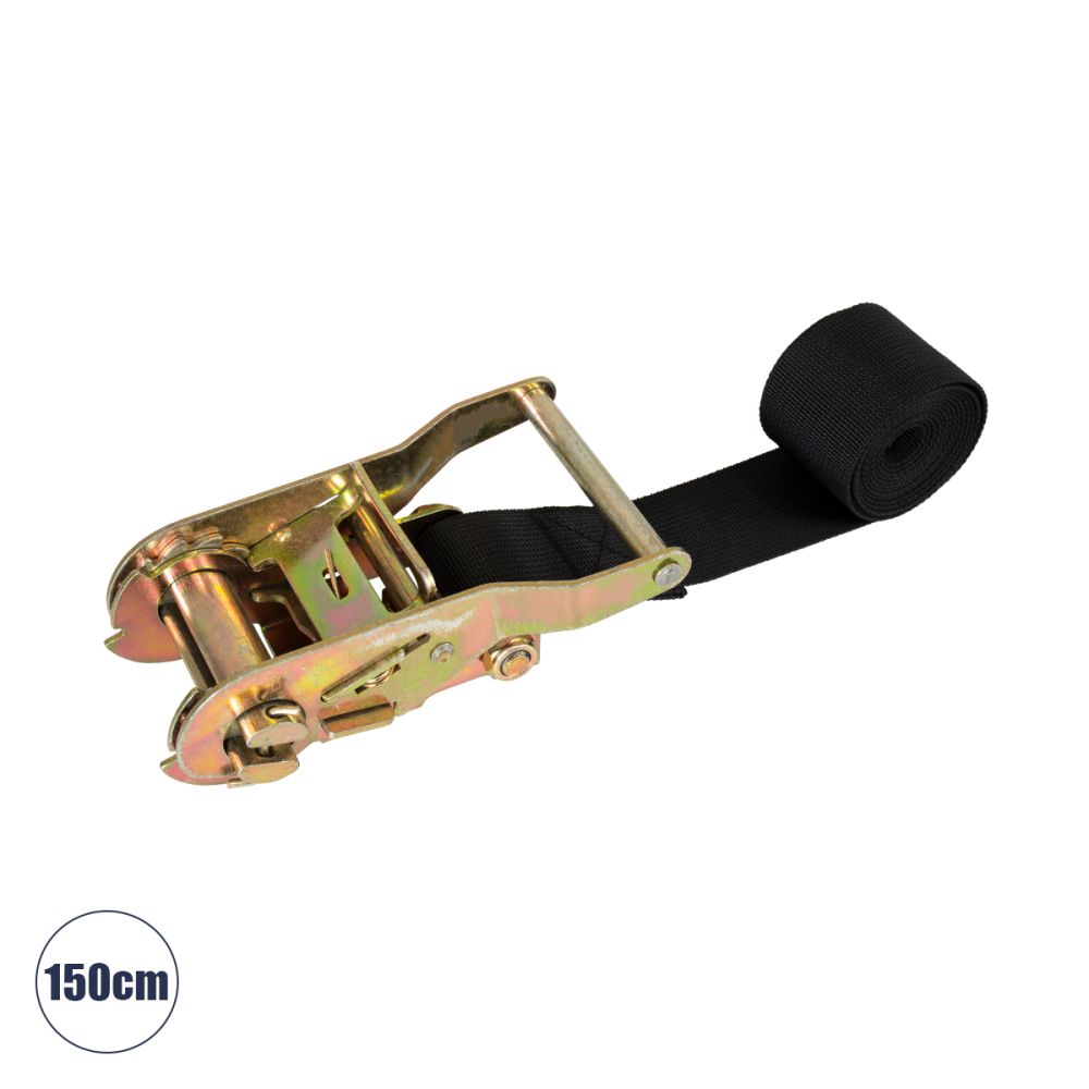 GLOBOSTAR® TREEBASE 90479 Ιμάντας με Καστάνια για Τοποθέτηση Φωτιστικών Σποτ σε κορμό Φυτών & Δέντρων - Μαύρο & Χρυσό - Μ150 x Π7.5 x Υ5cm