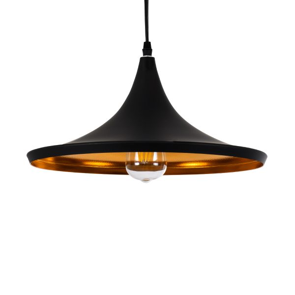 GLOBOSTAR® SHANGHAI 01025-B Μοντέρνο Κρεμαστό Φωτιστικό Οροφής με Ντουί 1 x E27 AC 220-240V IP20 - Μαύρο & Χρυσό - Μ37 x Π37 x Υ20cm