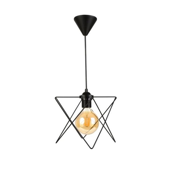 GLOBOSTAR® PATRICK 204-0109 Μοντέρνο Κρεμαστό Φωτιστικό Οροφής με Ντουί 1 x E27 AC 220-240V IP20 - Μαύρο - Μ25 x Π25 x Υ55cm