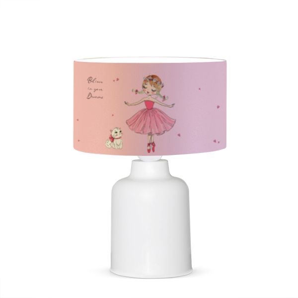 GloboStar® BALLERINA 204-0029 Παιδικό Eπιτραπέζιο Φωτιστικό Φιγούρα Μονόφωτο 1 x E27 IP20 Ροζ Ύφασμα - Μ24 x Π24 x Υ32cm