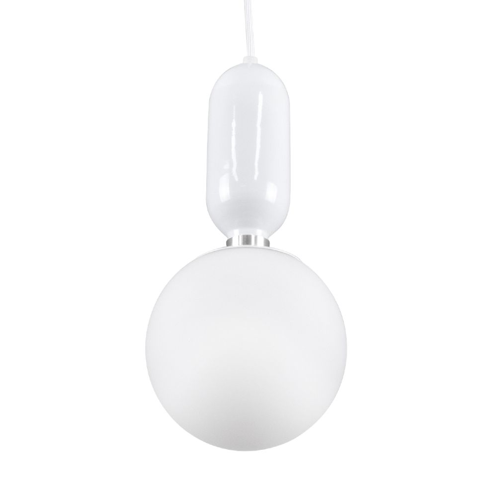 GLOBOSTAR® MAVERICK 00944 Μοντέρνο Κρεμαστό Φωτιστικό Οροφής με Ντουί 1 x E27 AC 220-240V IP20 - Λευκό - Μ15 x Π15 x Υ33cm