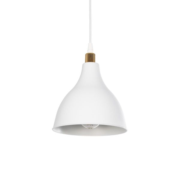 GLOBOSTAR® RADE 203-0125 Μοντέρνο Κρεμαστό Φωτιστικό Οροφής με Ντουί 1 x E27 AC 220-240V IP20 - Λευκό & Χρυσό - Μ18.5 x Π18.5 x Υ23cm