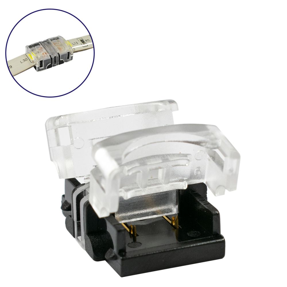 GLOBOSTAR® STRIPCON 70719 Ταχυσύνδεσμος για Μονόχρωμη Ταινία LED 10mm σε 10mm Αδιάβροχο IP65 - Διάφανο - Μ1.5 x Π1.9 x Υ0.8cm