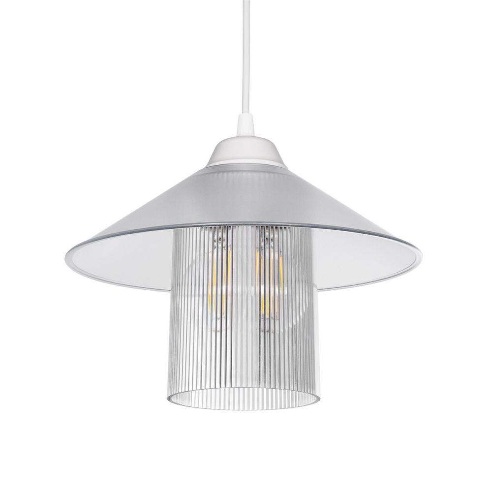 GLOBOSTAR® PROMO 203-0088 Μοντέρνο Κρεμαστό Φωτιστικό Οροφής με Ντουί 1 x E27 AC 220-240V IP20 - Λευκό - Μ25.5 x Π25.5 x Υ20cm