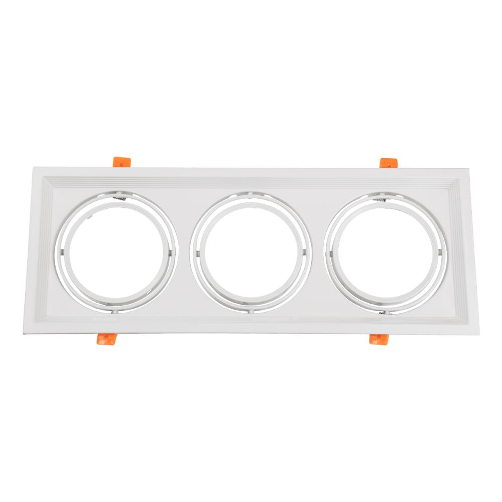 GLOBOSTAR® VITA 77856 Χωνευτή Κινούμενη Βάση για 3 x Σποτ AR111 για Ντουί GU10/GU5.3 IP20 - Λευκό - Μ48.7 x Π18 x Υ5.5cm / Q47.5 x 17cm