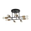 GLOBOSTAR® BLAZEA 201-0064 Vintage Φωτιστικό Οροφής με Ντουί 8 x E27 AC 220-240V IP20 - Χρυσό & Μαύρο - Μ51 x Π51 x Υ7cm