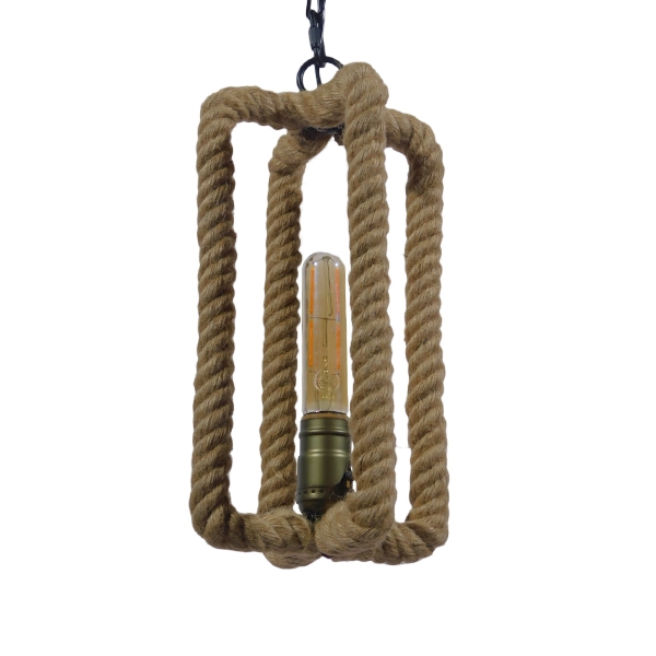 GLOBOSTAR® ELDORA 10001014 Vintage Κρεμαστό Φωτιστικό Οροφής με Ντουί 1 x E27 AC 220-240V IP20 - Μαύρο, Μπεζ & Μπρούτζινο - Μ13 x Π13 x Υ30cm