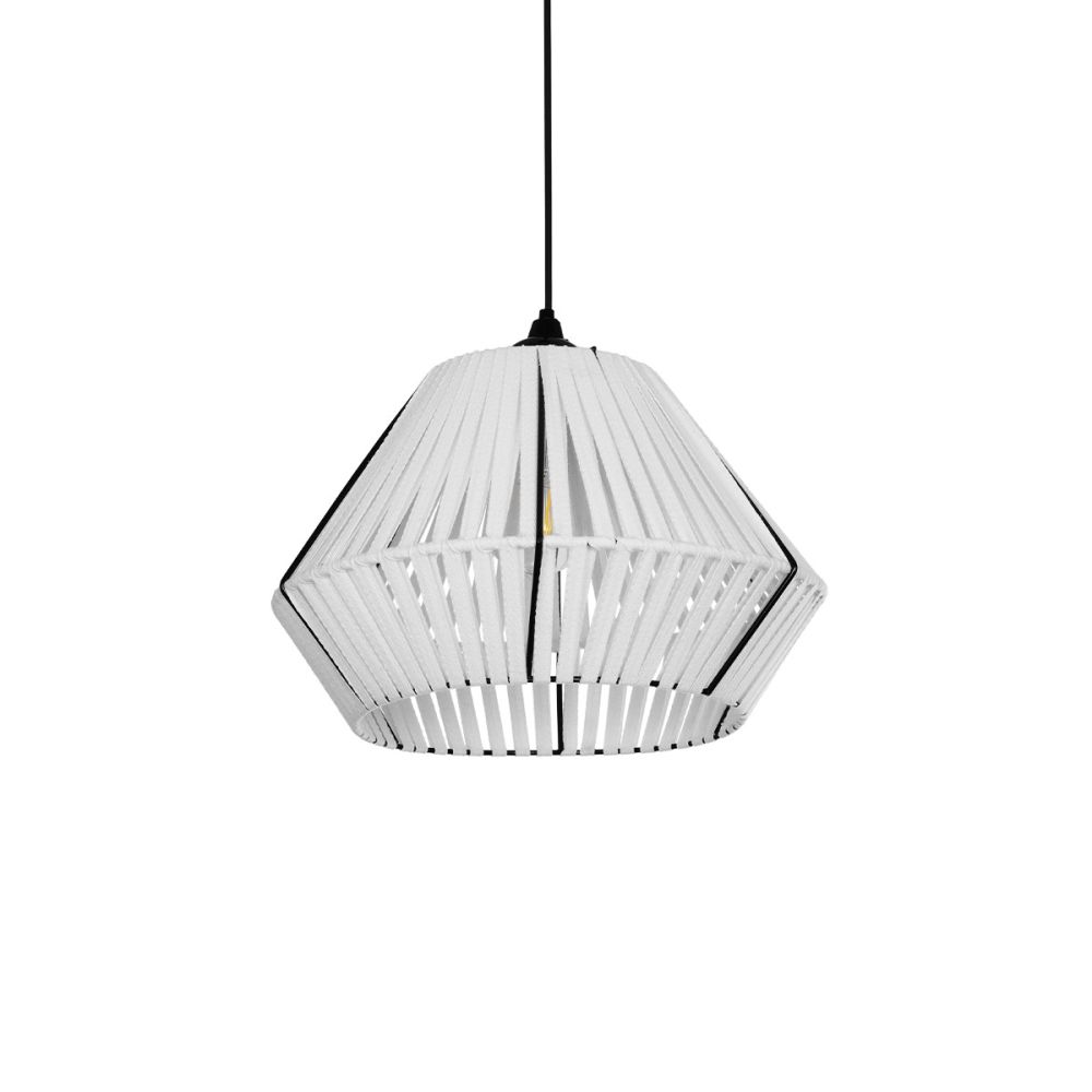 GLOBOSTAR® NUI 205-0063 Boho Κρεμαστό Φωτιστικό Οροφής με Ντουί 1 x E27 AC 220-240V IP20 - Λευκό - M36 x Π36 x Υ27cm