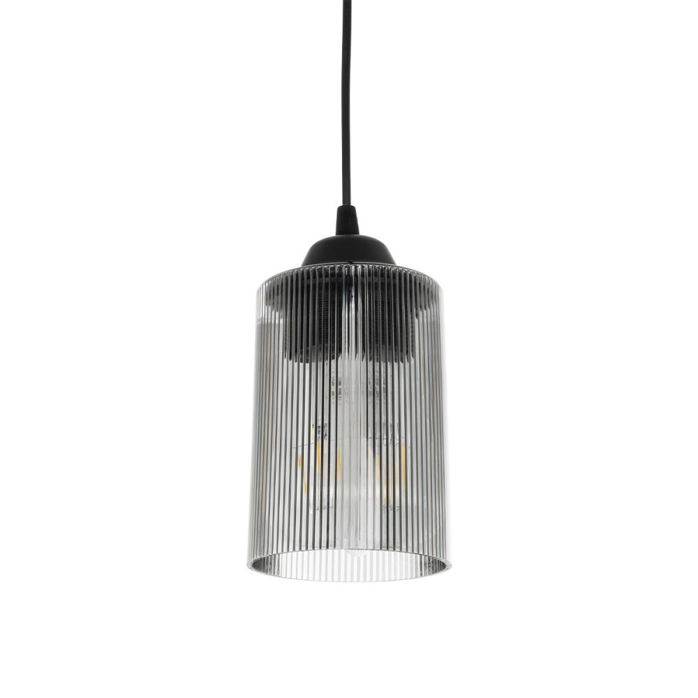 GLOBOSTAR® TORUS 203-0063 Μοντέρνο Κρεμαστό Φωτιστικό Οροφής με Ντουί 1 x E27 AC 220-240V IP20 - Μαύρο & Μαύρο Φιμέ - Μ10.5 x Π10.5 x Υ18.5cm