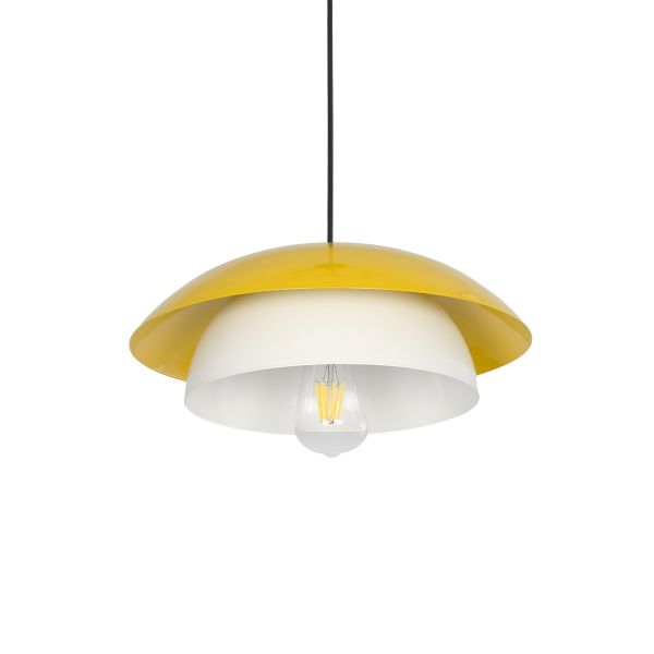 GLOBOSTAR® AURA 204-0118 Μοντέρνο Κρεμαστό Φωτιστικό Οροφής με Ντουί 1 x E27 AC 220-240V IP20 - Κίτρινο & Λευκό - Μ31 x Π31 x Υ27cm