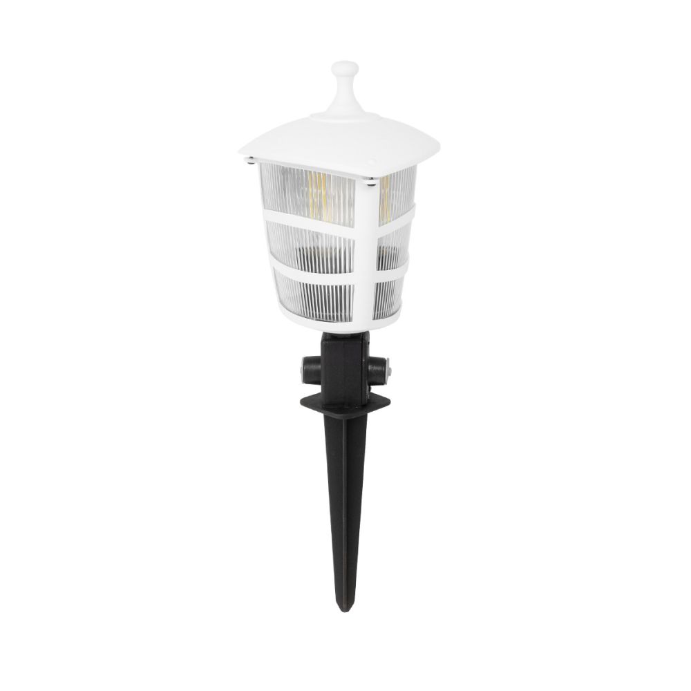 GloboStar® ZARDIN 203-0241 Vintage Καρφωτό Φωτιστικό Φαναράκι Μονόφωτο 1 x E27 IP44 Λευκό & Διάφανο Πλαστικό - Μ17 x Π17 x Υ50cm