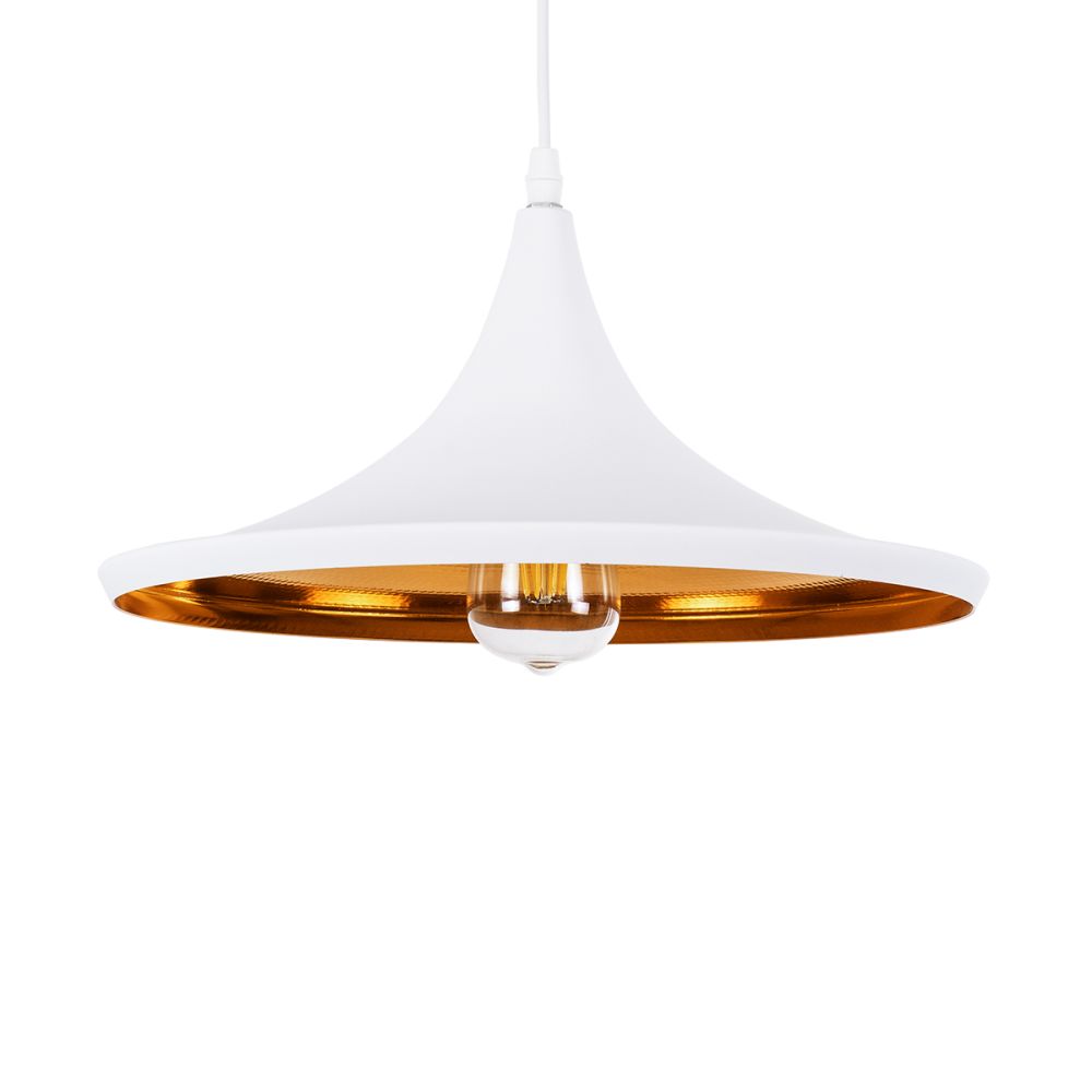 GLOBOSTAR® SHANGHAI 01026-B Μοντέρνο Κρεμαστό Φωτιστικό Οροφής με Ντουί 1 x E27 AC 220-240V IP20 - Λευκό & Χρυσό - Μ37 x Π37 x Υ17cm
