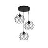 GLOBOSTAR® DAZLA 201-0024 Vintage Κρεμαστό Φωτιστικό Οροφής με Ντουί 3 x E27 AC 220-240V IP20 - Μαύρο - Μ47 x Π47 x Υ60cm