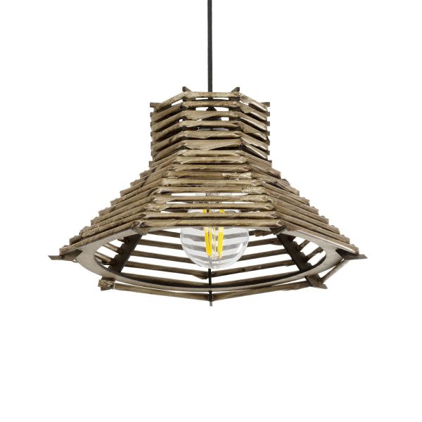 GLOBOSTAR® JUTTI 205-0042 Boho Κρεμαστό Φωτιστικό Οροφής με Ντουί 1 x E27 AC 220-240V IP20 - Μπεζ - M26 x Π26 x Υ15cm