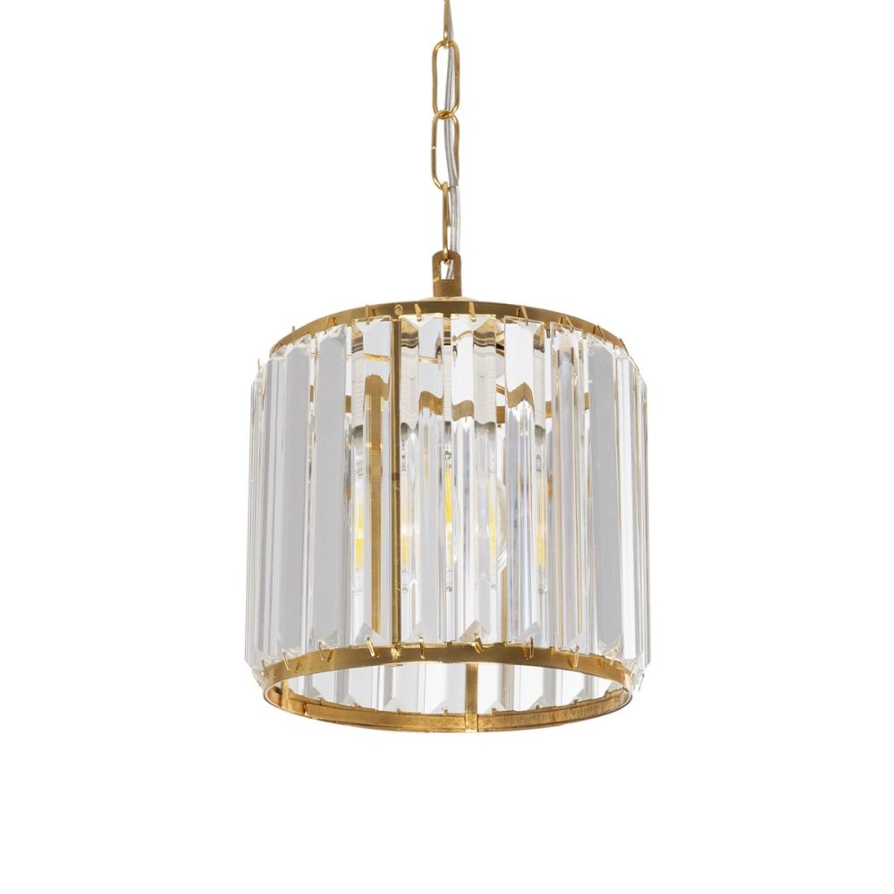 GLOBOSTAR® GLAMOROUS 203-0093 Κλασικό Κρεμαστό Φωτιστικό Οροφής με Ντουί 1 x E27 AC 220-240V IP20 - Χρυσό & Διάφανο - Μ19 x Π19 x Υ16.5cm