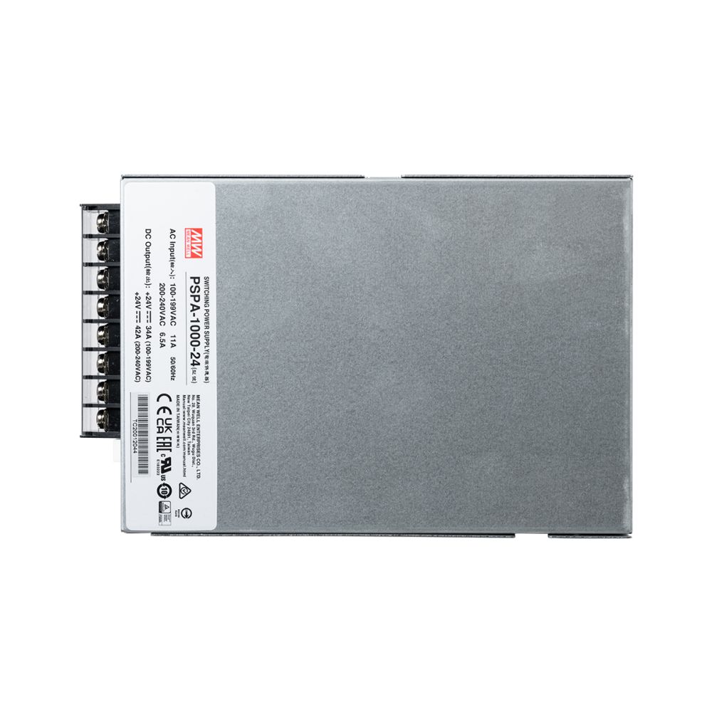 GLOBOSTAR® MEANWELL-PSPA1000-24 90792 Τροφοδοτικό/Μετασχηματιστής Class I PELV 1000W 42A AC 220-240V σε DC 24V IP20 - Ρυθμιζόμενo από DC 22V έως DC 28V - Ασημί - Μ17 x Π12 x Υ9.3cm - 3 Χρόνια Εγγύηση