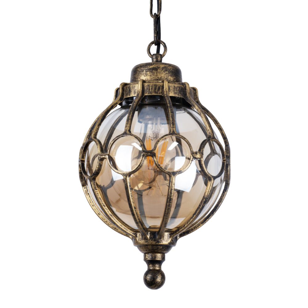 GLOBOSTAR® ETOILE 00988 Vintage Κρεμαστό Φωτιστικό Οροφής με Ντουί 1 x E27 AC 220-240V IP20 - Μπρούτζινο Εφέ Σκουριάς & Μελί - Μ18 x Π18 x Y27cm