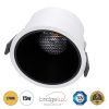 GLOBOSTAR® PLUTO-B 60259 Χωνευτό Downlight Σποτ με Honeycomb Anti Glare Reflector LED 15W 1875lm 38° AC 220-240V IP20 Θερμό Λευκό 2700K - Bridgelux COB Chip & TÜV SÜD Driver - Λευκό & Μαύρο Ματ - Μ10.4 x Π10.4 x Υ6.5cm / Q9.5cm - 5 Χρόνια Εγγύηση