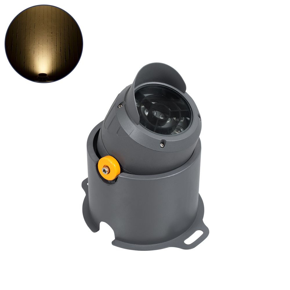 GLOBOSTAR® FLOODSIMA 90493 Κινούμενος Προβολέας Σποτ Wall Washer με Αντιθαμβωτική Γρίλια LED 24W 2160lm 30° DC 24V Αδιάβροχο IP67 Θερμό Λευκό 2700K Dimmable - Bridgelux SMD Chip - Γκρι Ανθρακί - Μ14.5 x Π24.2 x Υ22.5cm - 3 Χρόνια Εγγύηση