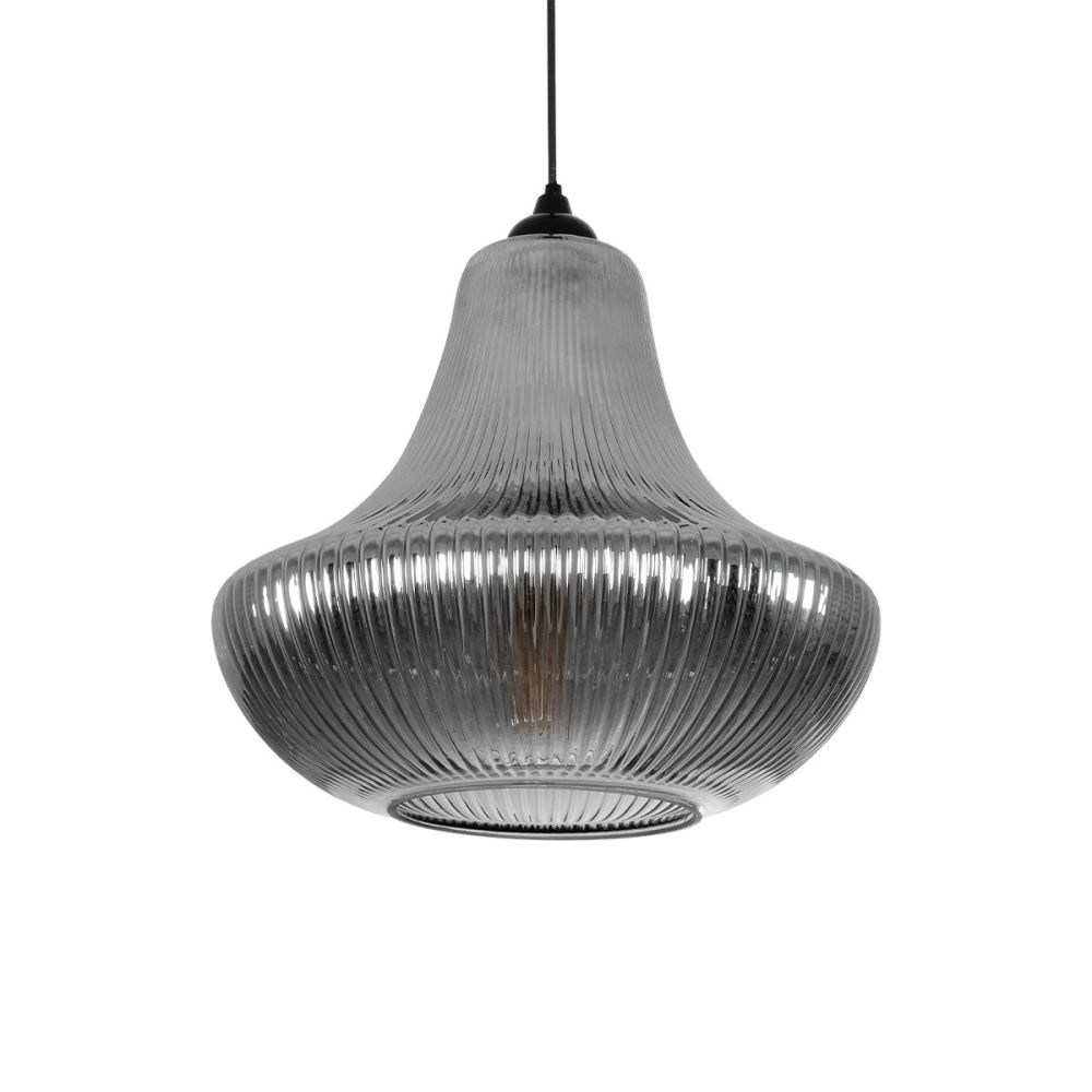 GLOBOSTAR® VERRE 206-0021 Μοντέρνο Κρεμαστό Φωτιστικό Οροφής με Ντουί 1 x E27 AC 220-240V IP20 - Μαύρο Φιμέ - Μ38 x Π38 x Υ34cm
