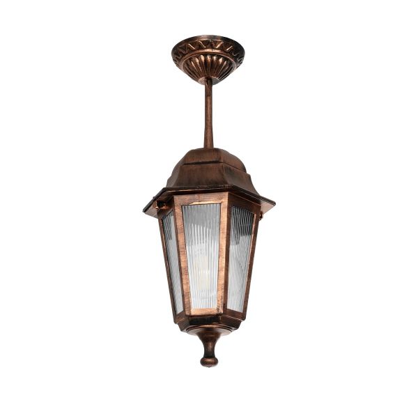 GloboStar® VITRO 203-0194 Vintage Κρεμαστό Φωτιστικό Φαναράκι Μονόφωτο 1 x E27 IP44 Χάλκινο Πλαστικό - Μ17 x Π17 x Υ28cm