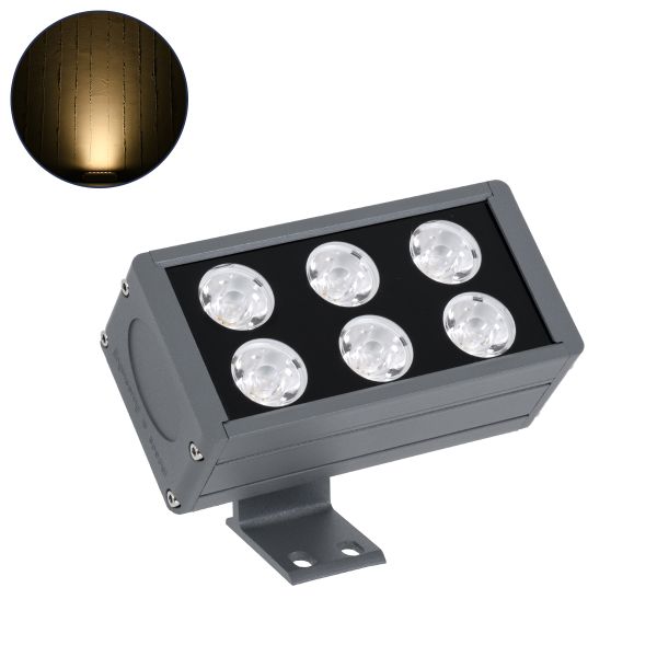 GloboStar® FLOOD-DANY 90375 Προβολέας Wall Washer για Φωτισμό Κτιρίων LED 24W 2160lm 5° DC 24V Αδιάβροχο IP65 L16 x W9.5 x H7.5cm Θερμό Λευκό 3000K - Γκρι Ανθρακί - 3 Years Warranty