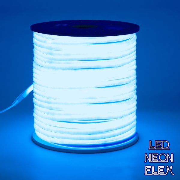 GloboStar® 70595 TUBE 360° Degree Neon Flex Epistar LED SMD 2835 1m 12W/m 120LED/m 840lm/m 360° DC 230V Αδιάβροχη IP68 Μπλε Dimmable